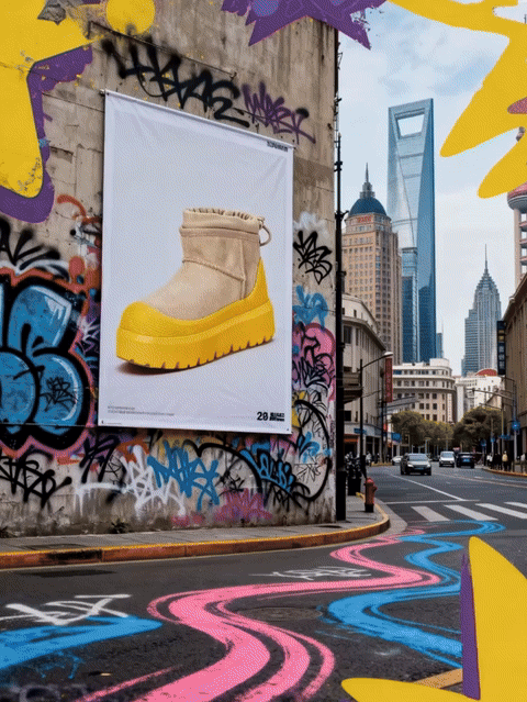 当UGG“飞”上上海高空，这就是时尚与街头艺术的终极碰撞！